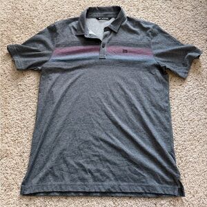 Travis Mathew Gray Polo with Subtle Horizontal Stripe